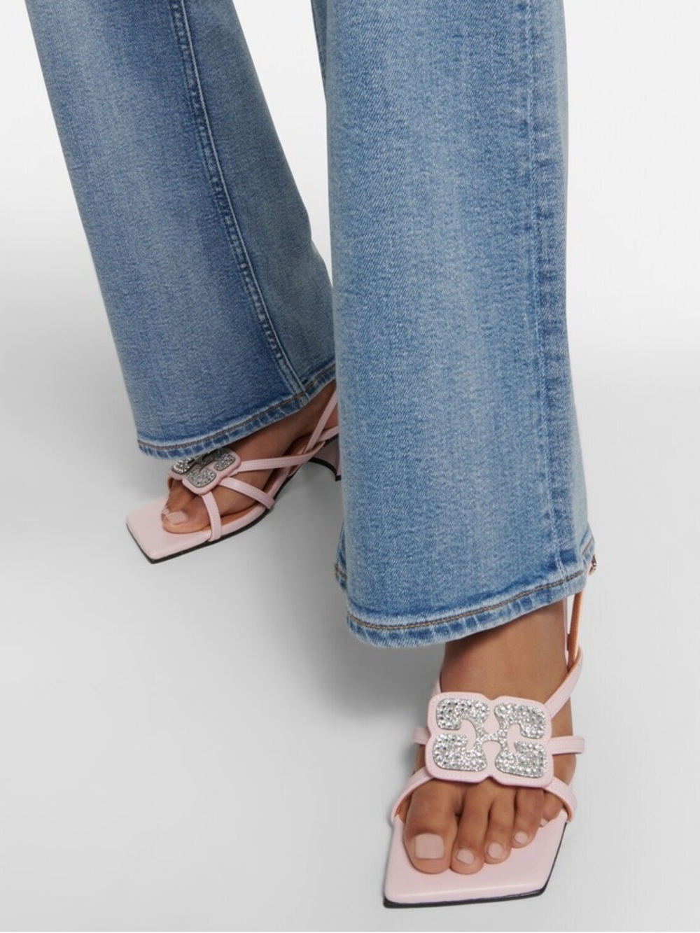 Ganni Embellished faux leather sandals